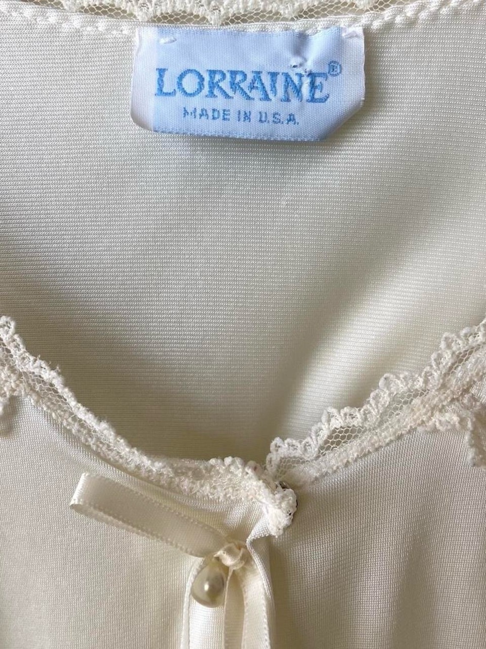Vintage 80s Lorraine Lace Buttoned Slip Dress Nightgown - Picture 4 of 6